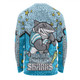 Cronulla-Sutherland Sharks Custom Long Sleeve T-shirt - Team With Dot And Star Patterns For Tough Fan Long Sleeve T-shirt