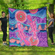 Australia Animals Platypus Aboriginal Quilt - Pink Platypus With Aboriginal Art Dot Painting Patterns Inspired Quilt