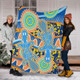 Australia Animals Platypus Aboriginal Blanket - Blue Platypus With Aboriginal Art Dot Painting Patterns Inspired Blanket