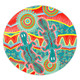 Australia Animals Platypus Aboriginal Round Rug - Green Platypus With Aboriginal Art Dot Painting Patterns Inspired Round Rug