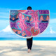 Australia Animals Platypus Aboriginal Beach Blanket - Pink Platypus With Aboriginal Art Dot Painting Patterns Inspired Beach Blanket
