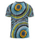 Australia Dot Painting Inspired Aboriginal T-shirt - Blue Aboriginal Style Dot Art T-shirt