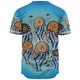 Australia Dot Painting Inspired Aboriginal Baseball Shirt - Jellyfish Art In Aboriginal Dot Style Baseball Shirt