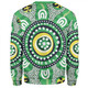 Australia Dot Painting Inspired Aboriginal Sweatshirt - Green Aboriginal Inspired Dot Art Sweatshirt