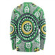 Australia Dot Painting Inspired Aboriginal Long Sleeve T-shirt - Green Aboriginal Inspired Dot Art Long Sleeve T-shirt