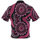 Australia Dot Painting Inspired Aboriginal Zip Polo Shirt - Pink Flowers Aboriginal Dot Art Zip Polo Shirt