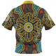 Australia Dot Painting Inspired Aboriginal Zip Polo Shirt - Aboriginal Dot Art Color Inspired Zip Polo Shirt