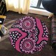 Australia Dot Painting Inspired Aboriginal Round Rug - Pink Flowers Aboriginal Dot Art Round Rug