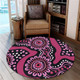 Australia Dot Painting Inspired Aboriginal Round Rug - Pink Flowers Aboriginal Dot Art Round Rug