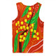 Australia Aboriginal Men Singlet - Aboriginal Dot Art Of Australian Yellow Wattle Painting Men Singlet