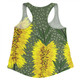 Australia Aboriginal Women Racerback Singlet - Yellow Bottle Brush Flora In Aboriginal Painting Women Racerback Singlet