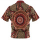 Australia Aboriginal Zip Polo Shirt - Brown Aboriginal Style Dot Painting Zip Polo Shirt