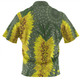 Australia Aboriginal Zip Polo Shirt - Yellow Bottle Brush Flora In Aboriginal Painting Zip Polo Shirt