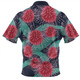 Australia Aboriginal Zip Polo Shirt - Australian Hakea Flower Artwork Zip Polo Shirt