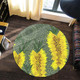 Australia Aboriginal Round Rug - Yellow Bottle Brush Flora In Aboriginal Painting Round Rug