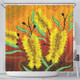 Australia Aboriginal Shower Curtain - Aboriginal Art Of Yellow Bottle Brush Plant Shower Curtain