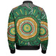 Australia Aboriginal Bomber Jacket - Green Aboriginal Style Dot Painting Bomber Jacket