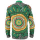 Australia Aboriginal Long Sleeve Shirt - Green Aboriginal Style Dot Painting Long Sleeve Shirt