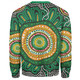 Australia Aboriginal Sweatshirt - Green Aboriginal Style Dot Painting Sweatshirt