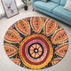 Australia Aboriginal Round Rug - Beautiful Dotted Leaves Aboriginal Art Background Round Rug