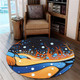 Australia Dreaming Aboriginal Round Rug - Aboriginal Art Indigenous Dot Painting Inspired Round Rug