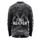 Australia Fishing Custom Long Sleeve T-shirt - Fish Reaper Fish Skeleton Grey Long Sleeve T-shirt