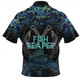 Australia Fishing Custom Zip Polo Shirt - Fish Reaper Fish Skeleton Blue Zip Polo Shirt