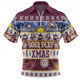 Manly Warringah Sea Eagles Christmas Aboriginal Custom Zip Polo Shirt - Indigenous Knitted Ugly Xmas Style Zip Polo Shirt