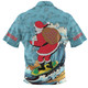 Australia Surfing Christmas Hawaiian Shirt - Santa Happy Chrissie Tropical Pattern Hawaiian Shirt