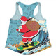 Australia Surfing Christmas Women Racerback Singlet - Santa Happy Chrissie Tropical Pattern Women Racerback Singlet