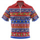 Australia Christmas Custom Zip Polo Shirt - Aussie Christmas Flamingo Summer Vibes Blue Zip Polo Shirt