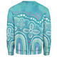 Australia Aboriginal Sweatshirt - Dot painting illustration in Aboriginal style Turquoise Sweatshirt