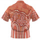 Australia Aboriginal Zip Polo Shirt - Dot painting illustration in Aboriginal style Orange Zip Polo Shirt
