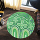 Australia Aboriginal Round Rug - Dot painting illustration in Aboriginal style Green Round Rug