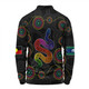 Australia Aboriginal Custom Long Sleeve Polo Shirt - Indigenous Dreaming Rainbow Serpent Inspired Long Sleeve Polo Shirt