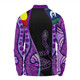 Australia Aboriginal Custom Long Sleeve Polo Shirt - Purple Indigenous Rainbow Serpent Inspired Long Sleeve Polo Shirt