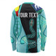 Australia Aboriginal Custom Long Sleeve T-shirt - Turquoise Indigenous Rainbow Serpent Inspired Long Sleeve T-shirt