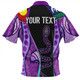 Australia Aboriginal Custom Zip Polo Shirt - Purple Indigenous Rainbow Serpent Inspired Zip Polo Shirt