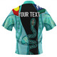 Australia Aboriginal Custom Zip Polo Shirt - Turquoise Indigenous Rainbow Serpent Inspired Zip Polo Shirt