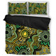 Australia Aboriginal Bedding Set - Aboriginal Art Style Green Background Bedding Set