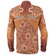 Australia Aboriginal Custom Long Sleeve Shirt - Brown Kangaroo In Aboriginal Dot Art Long Sleeve Shirt