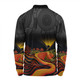 Australia Aboriginal Custom Long Sleeve Polo Shirt - Rainbow Serpent Dreamtime Land Art Inspired Long Sleeve Polo Shirt