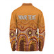 Australia Aboriginal Custom Long Sleeve Polo Shirt - Brown Aboriginal Dot Long Sleeve Polo Shirt