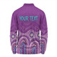 Australia Aboriginal Custom Long Sleeve Polo Shirt - Purple Aboriginal Dot Long Sleeve Polo Shirt
