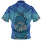 Australia Aboriginal Custom Zip Polo Shirt - Blue Aboriginal Dot With Fish Zip Polo Shirt