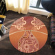 Australia Aboriginal Round Rug - Brown Kangaroo In Aboriginal Dot Art Round Rug