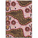 Australia Aboriginal Area Rug - Aboriginal Inspired With Pink Background Area Rug