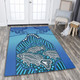 Australia Aboriginal Area Rug - Blue Aboriginal Dot With Fish Area Rug