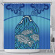 Australia Aboriginal Shower Curtain - Blue Aboriginal Dot With Fish Shower Curtain