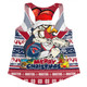 Sydney Roosters Christmas Custom Women Racerback Singlet - Easts Rooster Santa Aussie Big Things Women Racerback Singlet